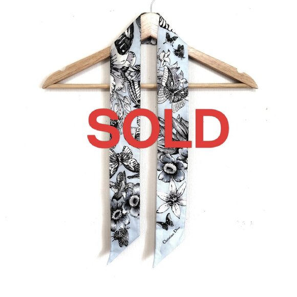 DIOR/ChristianDior - Blue Gray Black Multi Scarf  141-062425 - Picture 1 of 9